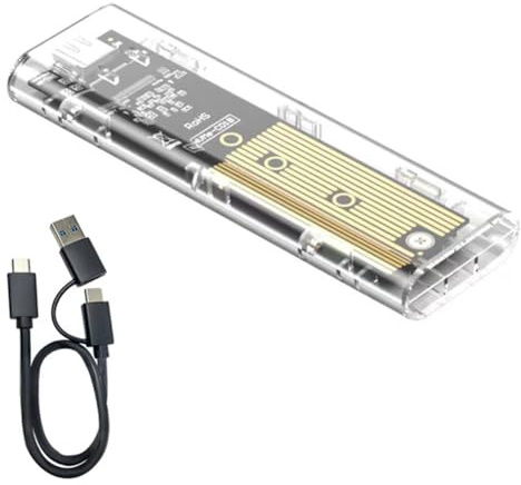 yomoe Case per SSD M.2 NVMe, Enclosure per SSD M.2 NVMe USB 3.2 Gen 2 10 Gbps Trasparente per Disco Esterno per PC e Portatile