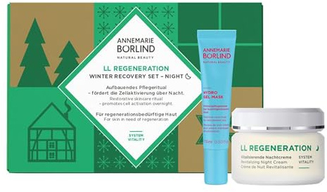ANNEMARIE BÖRLIND LL REGENERATION Winter Recovery Night Set 50ml + Sachet | Regenerierende Nachtpflege, Hydro Gel Mask Geschenk, Fördert Zellerneuerung &Straffung, Mildert Falten, Spendet Feuchtigkeit