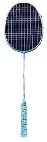 Badminton Set Racchetta da badminton resistente interamente in fibra di carbonio for uomini e donne, controllo palla professionale, racchetta singola ultraleggera, 10U, 50 g(10U Blue All Carbon)