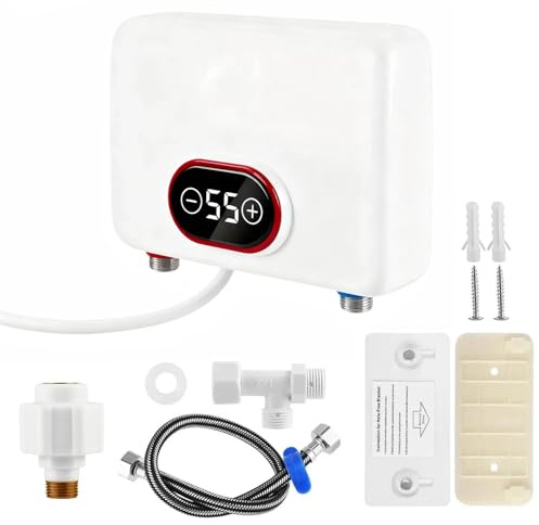 Mini chauffe-eau instantané, 3500-5500 W, 220 V, protection IPX4, avec affichage de la température LED, plug and play, eau chaude pour douche, cuisine, salle de bain