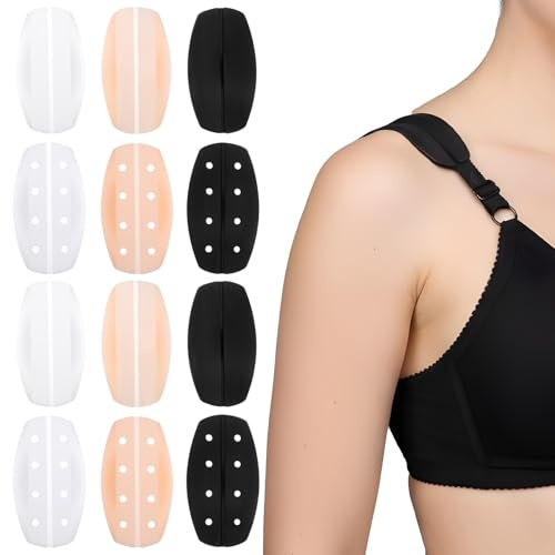 Quilax 12 Stück BH Trägerpolster Silikon, 3 Arten Von Rutschfesten BH Träger, Anti Rutsch BH-Trägerpolster, Bra Strap Pad Halter Zur Linderung von Schulterbeschwerden