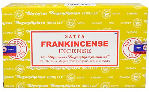 156 Satya Frankincense Incense Sticks 180 Grams (12 boxes of 15 grams each) Sai Baba Nag Champa