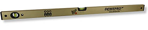 DEWEPRO® Wasserwaage Aluminium 100cm - Gold eloxiert - 2 Libellen - 2% Gefälle - Messtoleranz: 0,3mm/m - Aluwasserwaage für Profi-Handwerker