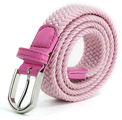 AnJuHoPa Ceinture Élastique Pour Enfants, Garçons, Filles et Femmes - Multicolore en Caoutchouc, 2,5 cm de Large, 80 cm de Long Avec Boucle Métallique Rose