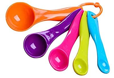 Rightox Measuring Spoon Set Food Grade BPA Free Durable Plastic Kitchen Utensil Set 5 Pieces Multicolour