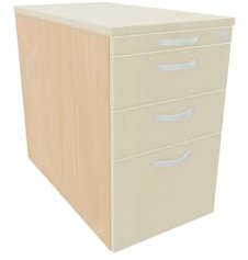 Standcontainer mit Hängeregistratur und 2 Metall-Schubfächern, mit Utensilienschubfach, Metall-Rollschubführung, Zentralverriegelung, 438x800x720, Ahorn/Ahorn/Buche