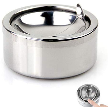 HAOBIN Winddichter Tischaschenbecher für Zigaretten aschenbecher für draussen stehend großer aschenbecher Silber Geeignet für Home Office,Restaurant,Innen,winddicht mit Abdeckung,1 Stück Silber