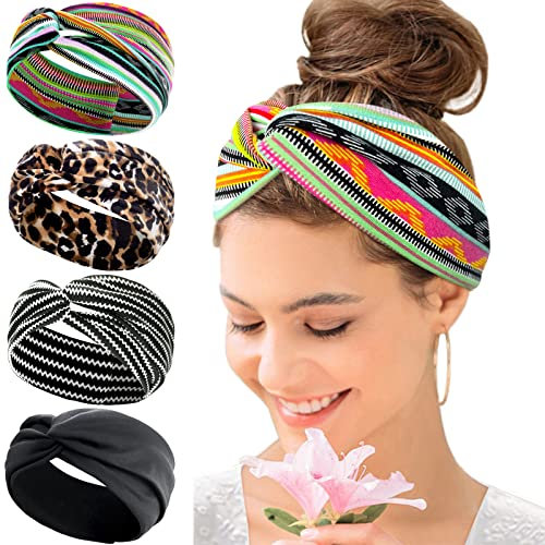 KAVYA Wide Headbands for Women's Hair Headband Soft Head Bands Adult Women Hairband Turban Flower Cotton Head band Everyday Yoga Sport Fitness