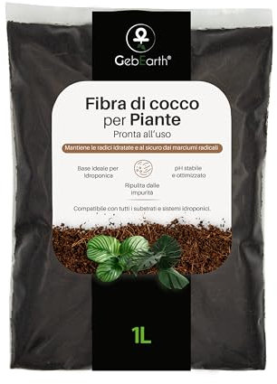 GebEarth® | Fibra di Cocco per Piante 100% Naturale【1L】 | Lavata e Tamponata | Fibra di cocco Universale per Piante in Vaso e Coltivazioni Idroponiche.