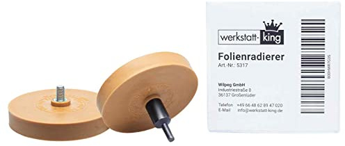 Folienradierer mit Adapter | Radierer für Aufkleber & Kleberückstände | Set zum Entfernen von Zierfolien & Streifen | Für Lack, Metall & Glas | Passend für Bohrmaschine & Akku-Schrauber