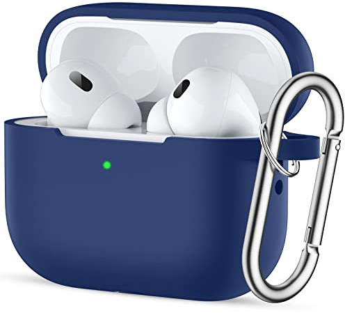 Easuny Fodral för AirPods Pro 2e/1:a generationen (2022/2019) - fullt skydd, kompatibelt med Apple AirPods Pro 2, stötsäkert silikonskal med karbinhake, blå