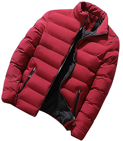 HAOLEI Mens Coats and Jackets Winter Sale Clearance,Lightweight Down Puffer Jacket Stand Collar Bubble Coat Slim Fit Casual Solid Jacket Warm Windbreaker Outwear Coats for Men UK Size 10-22