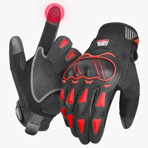 KEMIMOTO Gants de Moto Homologués CE 1KP, Gant Tactique Militaire Respirant à écran Tactile Plein-Doigt pour la Course de Moto, Gants Scooter Anti-Glissant, Gants Moto Scooter pour Femme et Homme