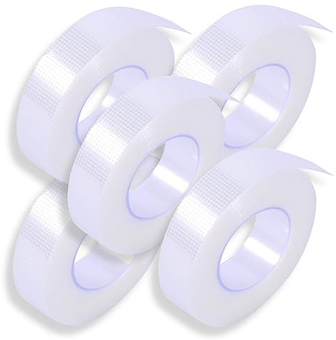 P-Beauty | Lot de 5 rubans adhésifs médicaux pour extensions de cils | Micropore 3M hypoallergénique | Transparent | Respirant | 1,25 cm x 9,14 m | 1-10 pièces