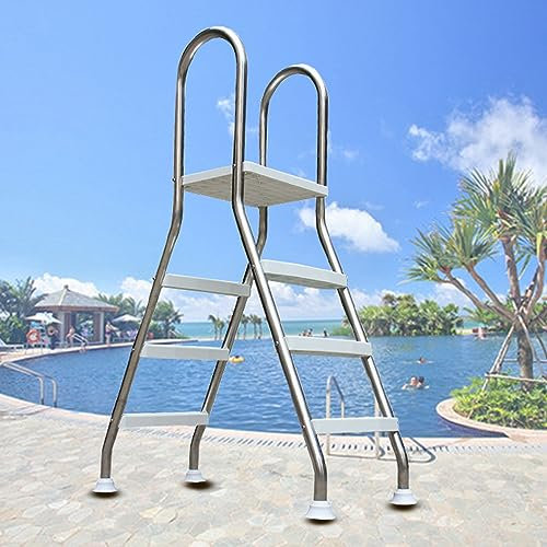 BOTOWI Schwimmbadleiter, 304 Edelstahlleiter Für Oberirdischen Pool, 33/43/52 Zoll, Strapazierfähige, rutschfeste Leiter, Maximale Tragfähigkeit 500 Lb Leitern,3 Step Ladder
