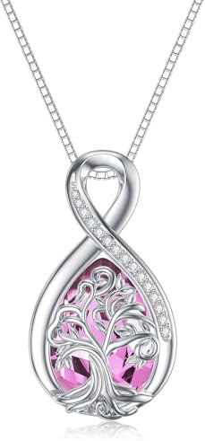 TOUPOP Chaîne en argent sterling S925 avec pendentif arbre de vie pour femme - Cadeau d'anniversaire pour mère et femme, Argent sterling, Zircone cubique