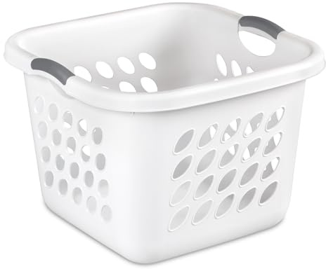 PEtbon 1.5 Storage Bushel Square Laundry Basket Plastic, Laundry Hamper White