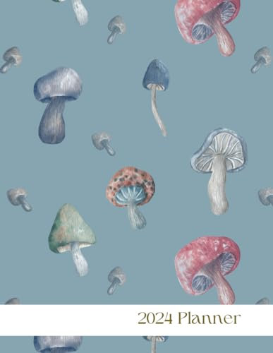 2024 Pre-Filled Bullet Planner - Mushrooms - 8.5x11in - 200 pages: 200 page bullet journal ready to go with goal setting, planning, mood, habit tracker pages, and calendar pages.