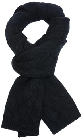 Kaschmir-Schals für Damen, gestrickt, Merinowolle, Winter, Herren, warm, Herbst, Schwarz , One size