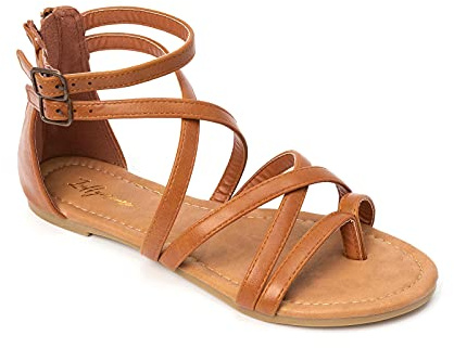 HEVA Damen Casual Riemchensandalen Komfort Einstellbare Flache Sandalen