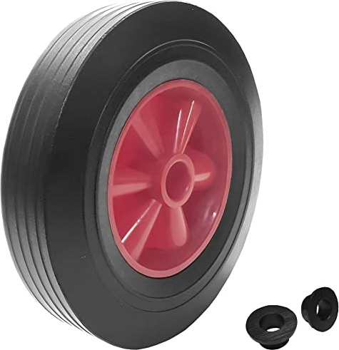 KetoBarrow 10'' Solid Wheel Rubber Tyre Puncture Proof Wheelbarrow Sack Truck Cart Heavy Duty Wheel with 20mm Axle Bore