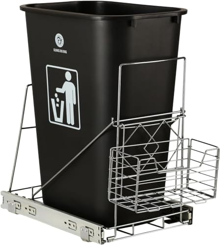 CUSDECOR Poubelle sous Armoire, s'adapte à la Plupart des poubelles de 7 à 11 gallons, Support de Poubelle de Cuisine Coulissant (Poubelle Non Incluse)
