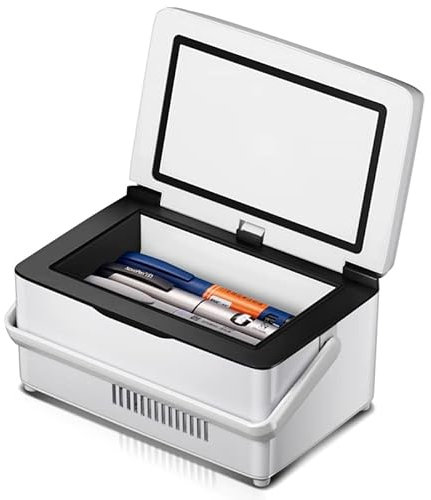 sjdoPulse Mini Scatola Frigo per Insulina Frigo Elettrico per Medicinali Portatile Frigo per Auto Piccola Borsa Frigo 0-18 ℃ Termostato per Viaggi in Auto A Casa, Batteria*2