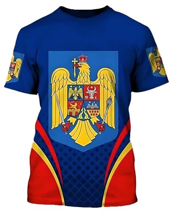 YuanDiann Maglietta sportiva della Coppa di Calcio Europea 2024 Casual Romania Stampa Bandiera Nazionale Uomo Donna Manica Corta Girocollo Asciugatura Rapida Traspirante Fan Shirt