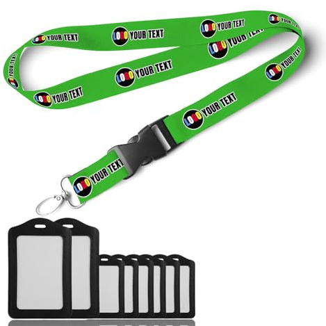 TEMEITE Schlüsselband Personalisiert [Text & Logo] - Lanyard mit Sicherheitsverschluss & Abnehmbarer Schnalle - Umhängeband für Ausweis, Schlüssel, Messe & Büro Bunt