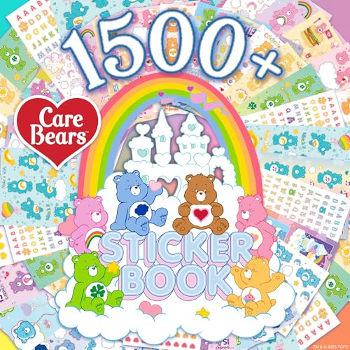 Care Bears Sticker Book, 1500 Cute Stickers for Scrapbooks, Planners, Features Letter Stickers, Planner Stickers, Laptop Stickers, Water Bottle Stickers for Kids Teens, School Supplies for Kids