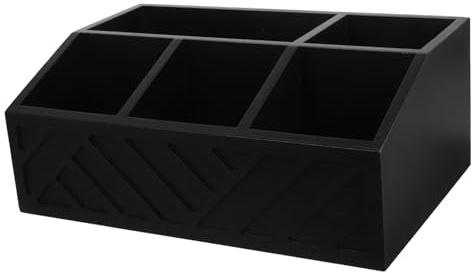 Garneck Scatola Organizer in Legno Scomparti Nera 1 Pezzo | Bustine Tè e Caffè, Linee Pulite e Aspetto Moderno, Adatta a Camere e Appartamenti