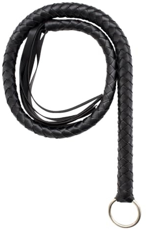 MiOYOOW Látigo de piel para caballo, 1,4 m/4,6 pies, con anillo para colgar, látigo de piel de vaquero occidental para entrenamiento de equitación, espectáculo de equitación, saltar a caballo