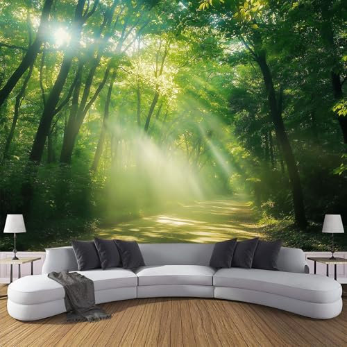 MIATCENRT Papel Tapiz Fotográfico Para Dormitorio Sala De Estar, Bosque Soleado Papel Tapiz Decorativo, Paisaje Natural Papel Tapiz Fotográfico Tela De Seda 300Anx210Al Cm (No Autoadhesivo)