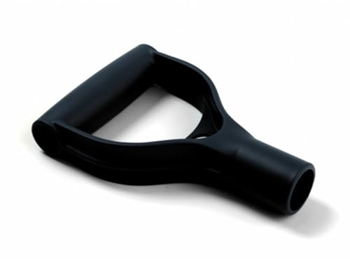 EarlyGrow Plastic D Handle Replacement Grip for Snow Shovel, Scoops, Rake, Garden and Digging Tools Compatible with 28mm (1-1/8) Wooden Handles, Stales and Shafts (Black)