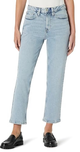 Amazon Essentials Jeans a Vita Alta a Gamba Dritta Donna, Lavaggio Chiaro con Ghiaccio, 48
