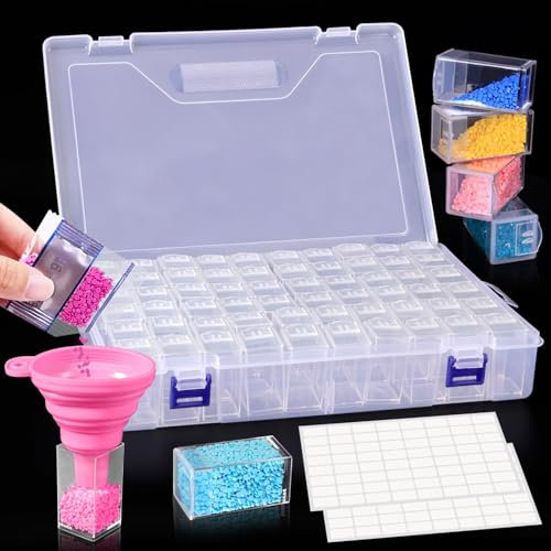 Diamond Painting Aufbewahrungsbox,60 Gitter diamond painting zubehör boxen,abnehmbare Kunststoff-Aufbewahrungsbox für Diamant-Stickerei,DIY-Handwerk,5D diamond painting zubehör Werkzeug Sortimentsbox
