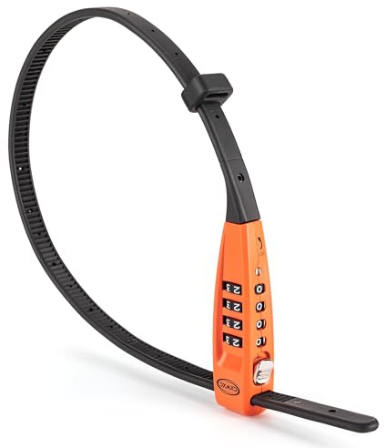 CXWCX Kabellås med nummerkod | 3-siffrigt cykellås av stål – kompakt, justerbar (45 cm) för skidåkning, barnvagn, elscooter och bagage | bärbart stöldskydd (orange)