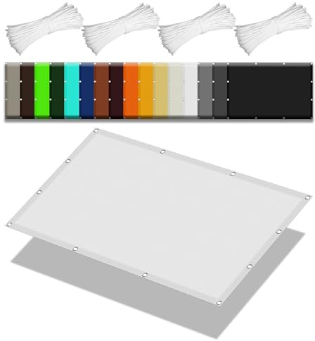 Sonnensegel 60 x 350 cm Rechteckig Wasserdicht 98% UV Schutz Windschutz Markisenstoff Balkon Sichtschutz mit Spannseilen mit Ösen für Draußen Patio Terrasse Camping, Weiß