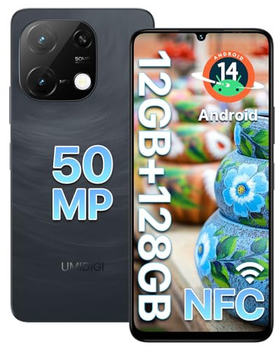 UMIDIGI G9C Android 14 50MP Telephone Portable,12(6+6)+128GB,BT 5.4,Processeur 2,2 GHz, Octa-Core,5000mAh,90Hz Écran 6.75” Smartphone Débloqué,4G Doble SIM/ID Faciale/GPS/OTG/NFC(Noir)