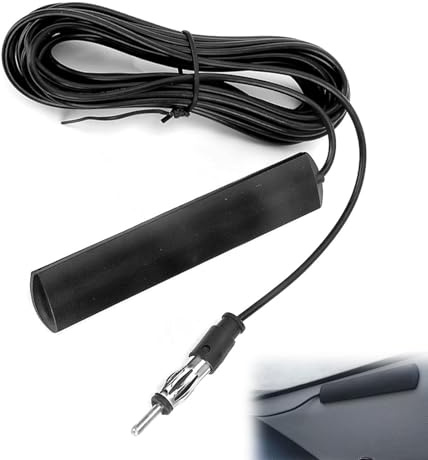 Menibeuty Antena de Coche de Alta frecuencia con Cable de extensión de 5 m, Antena de Radio para Coche, sintonizador de Receptor estéreo de 48-860 MHz, Adaptador DIN a ISO Parabrisas Coche