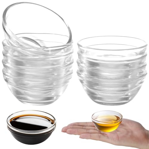 Lot de 10 mini bols ronds en verre de 38,3 g pour trempettes, collations, crème glacée, préparation des repas, noix et plus encore