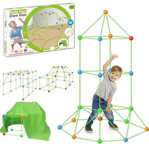 STFALI Konstruktionsspielzeug, Höhle Bauen Kinder, Höhle Kinderzimmer, 132pcs Kreatives DIY Bauspielzeug für Mädchen Jungen, Indoor und Outdoor Spielset