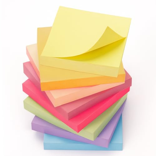 OWLKELA 800 Stück Haftnotizen Klebezettel, 8 Farben, Morandi | Haftnotizzettel Markieren, Schreibbar, Repositionierbar, Sticky Notes für Büro, Schule, und Zuhause