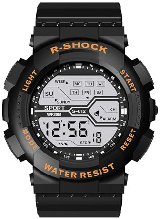 Mäns sport mode handled LCD stoppur datumklocka gummi digital pojke herrklocka Sur307, Guld, En storlek
