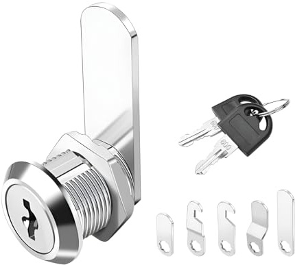 TAORANJU Cam Lock with 5 Interchangeable Plates and 2 Keys, Keyed Alike Zinc Alloy Lock for Letterbox, Cabinet, Furniture and Drawer