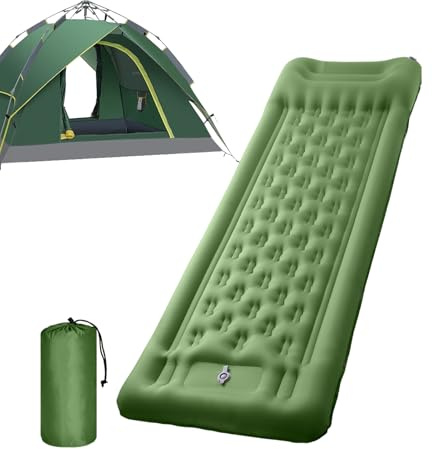 Uppblåsbar campingsovmatta, uppblåsbar madrass, tjocklek 4,3 (10,9 cm) – inbyggd fotpump för madrass – ryggsäck för vandring, resor, utomhus, bil, sommartält