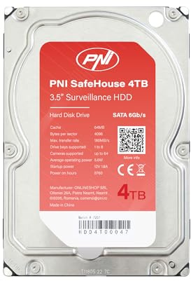 Internal Hard Disk PNI SafeHouse 4TB 3.5 HDD, CCTV, 64MB, SATA III, 7200 RPM for surveillance systems