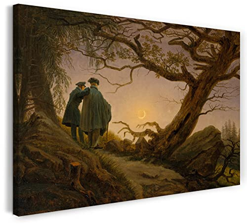 Printed Paintings Leinwand (80x60cm): Caspar David Friedrich - Zwei Männer, die den Mond betracht