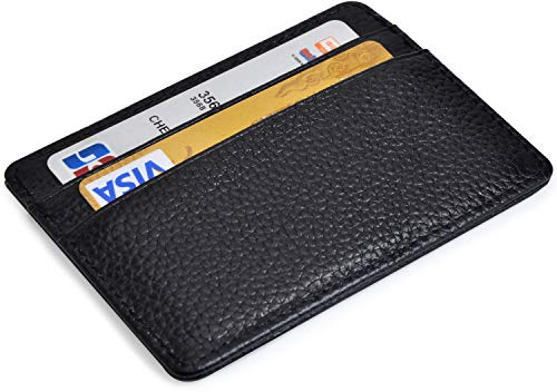EASTNIGHTS Credit Card Holder Slim Wallet Leather Minimalist Wallet with ID Window (black)