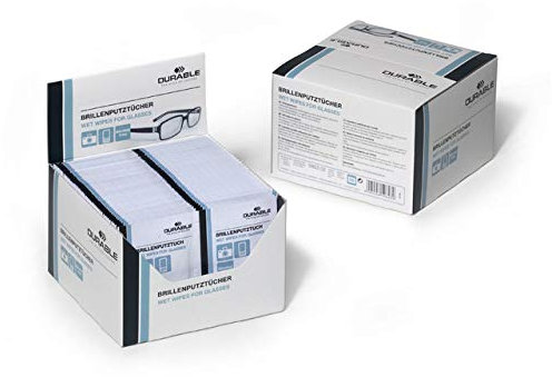 DURABLE Brillenputztuch, getränkt, weiß (50 Stück), Sie erhalten 1 Packung á 50 Stück